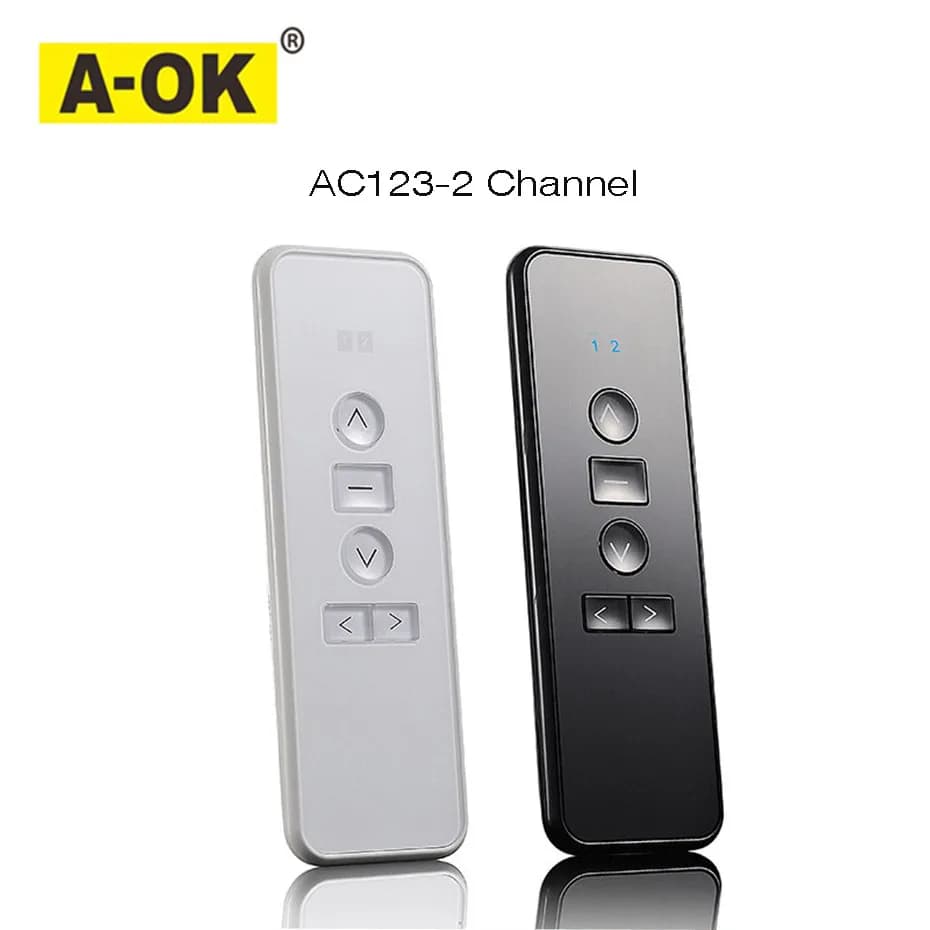 Télécommande A-OK RF433, AC123-01 AC123-02 AC123-06 AC123-16 pour moteur de rideau A-OK RF433, couleur blanc/noir, sans batterie
