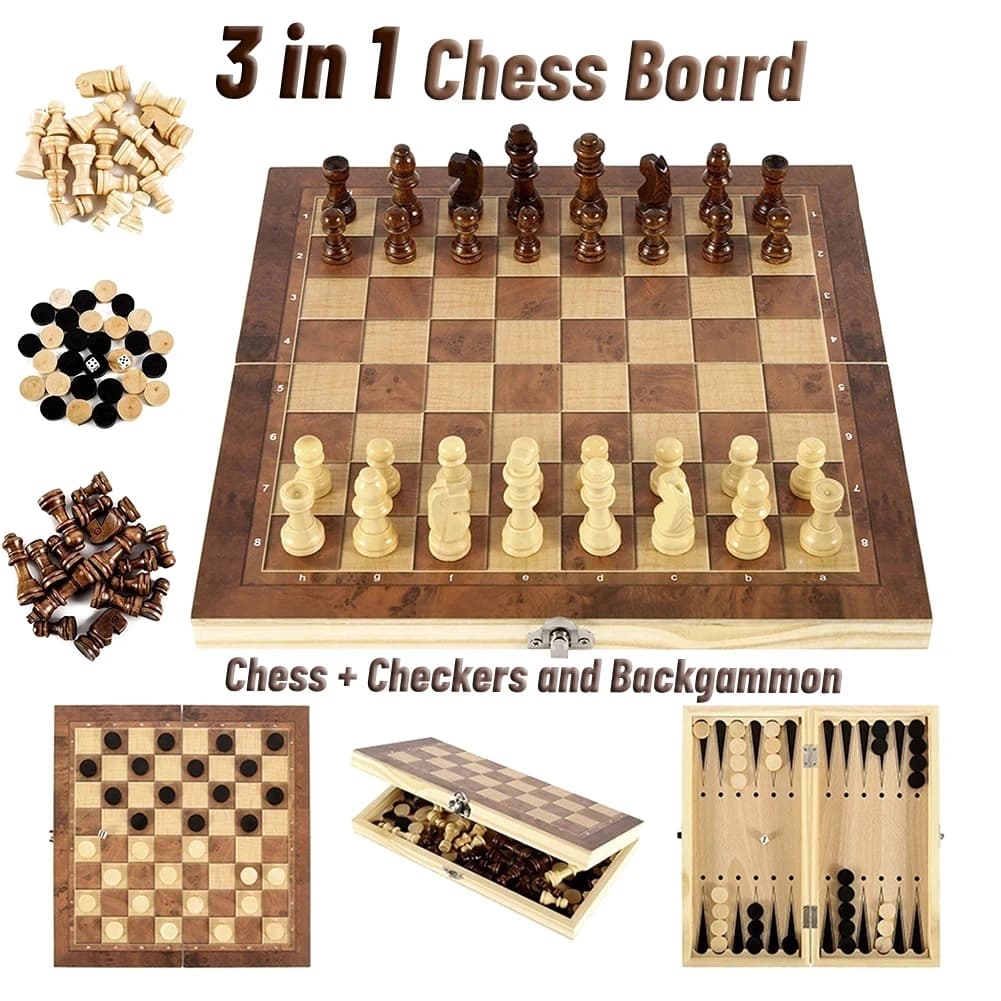 3 en 1 jeux de Table de fête dés échecs Backgammon conseil divertissement jeux de voyage dames échecs
