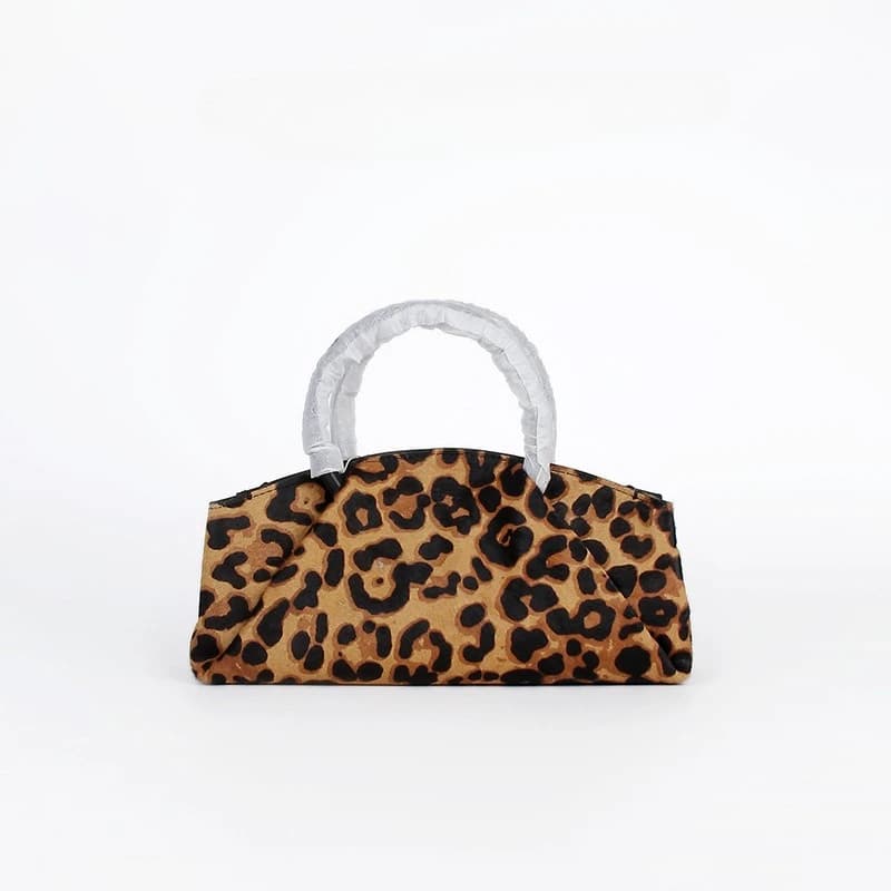 Nouveauté Sac à main unisexe rétro en cuir imprimé léopard, petit sac bandoulière en cuir de vachette façon nuage, sac boulette