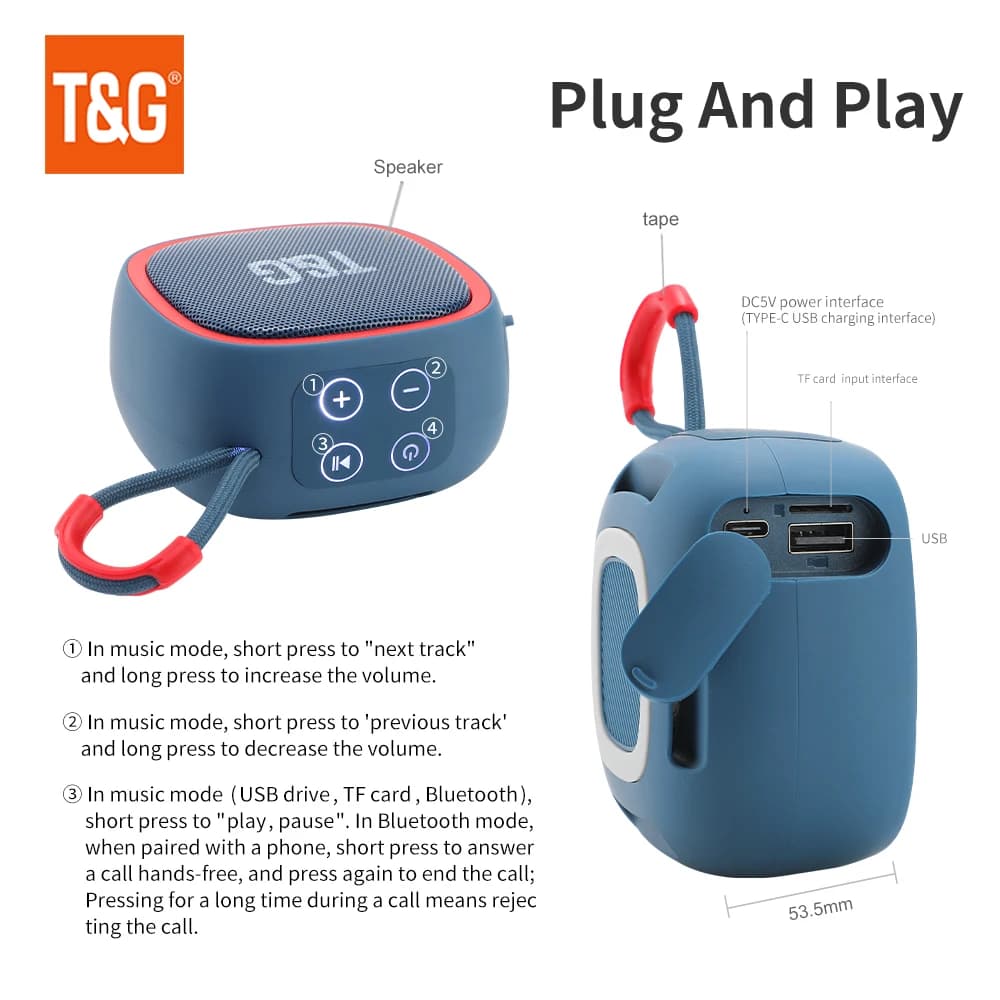 Haut-parleur Bluetooth Mini haut-parleurs puissants sans fil portables TWS BT 5.3 boîte de son haut-parleur HIFI prend en charge la carte TF Radio