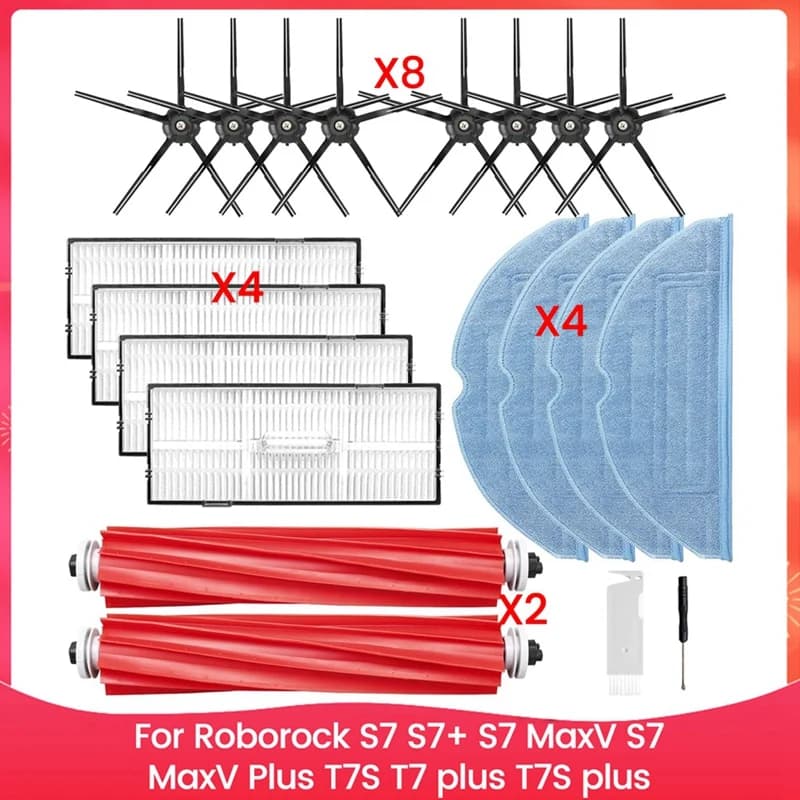 Kit d'accessoires pour aspirateur Robot Roborock S7 S7 + S7 Maxv, S7 Maxv Plus T7S T7 Plus T7S Plus, brosse, filtre, vadrouilles