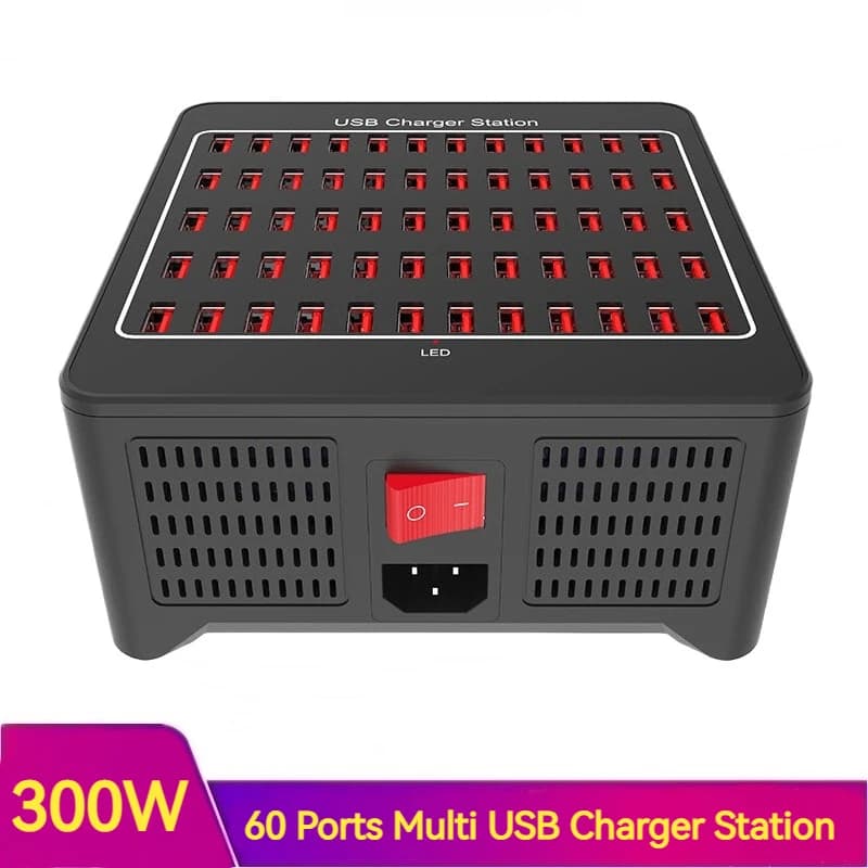 Station de charge multi-USB universelle 300W, 60 ports, charge rapide, Carregador pour iPad iPhone 11 12 13 Pro Max Samsung Tablet 충전기