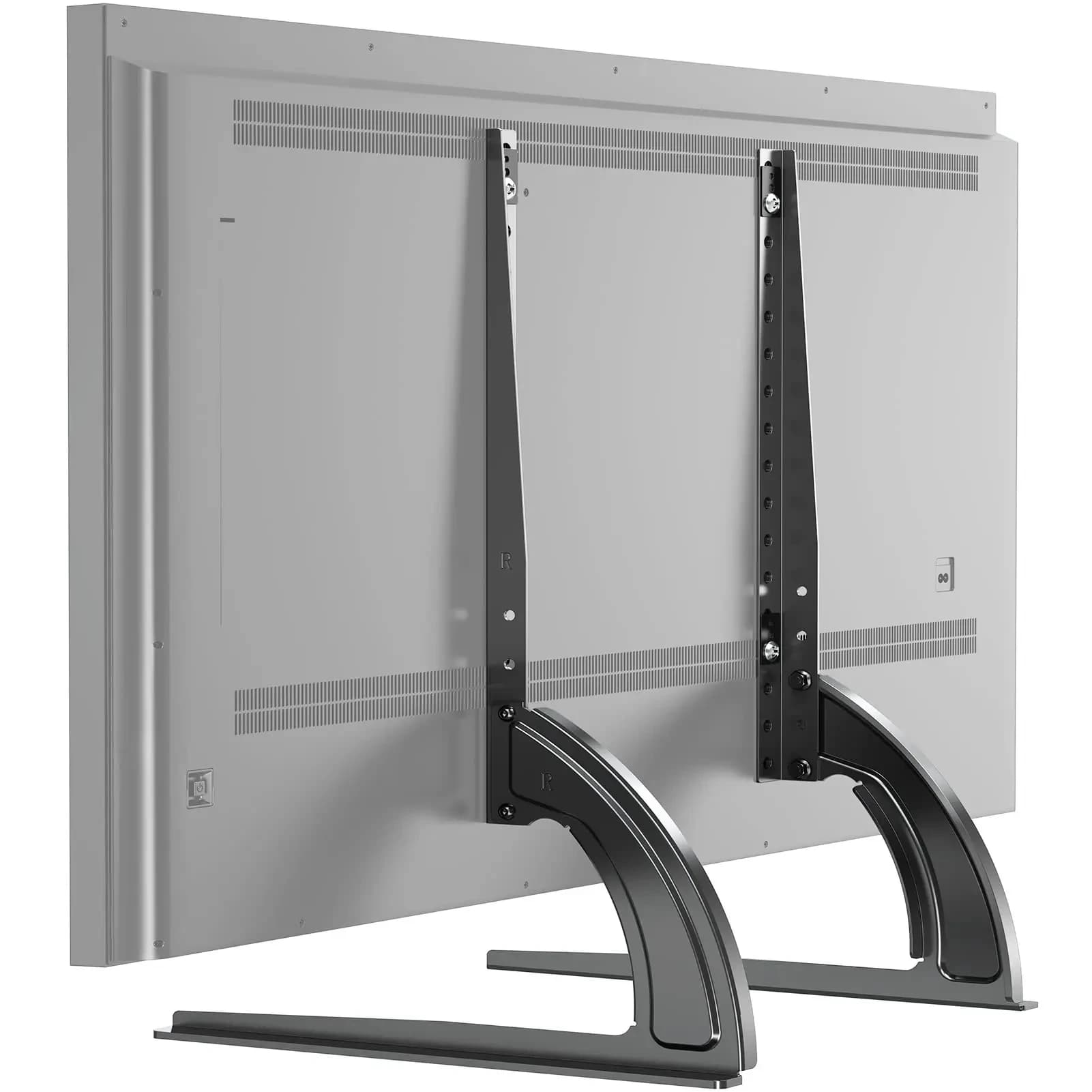Support de meuble TV universel de table pour téléviseurs à écran de 32 à 75 pouces, base TV, pieds de télévision réglables en hauteur à 3