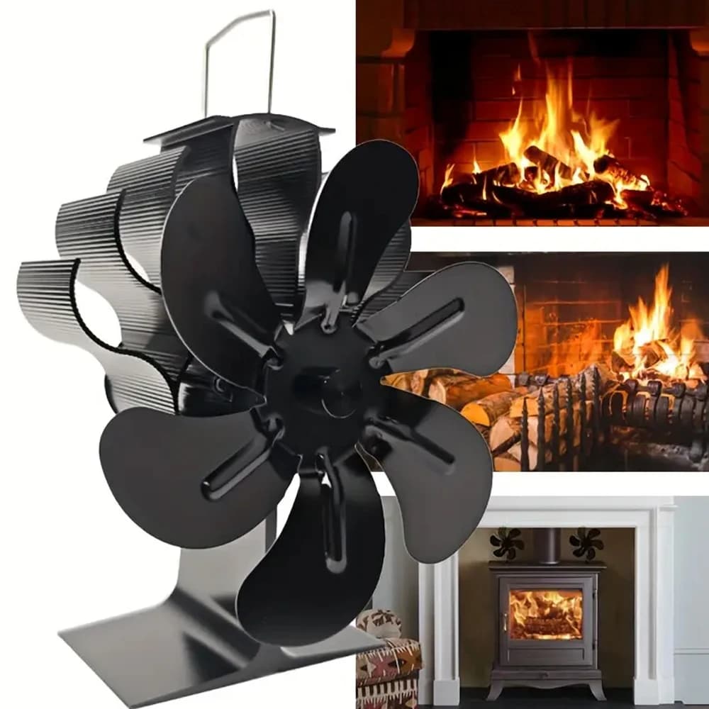 Ventilateur de cheminée à 6 pales, réglage automatique de la vitesse pour une distribution de chaleur optimale dans les espaces vivants et les