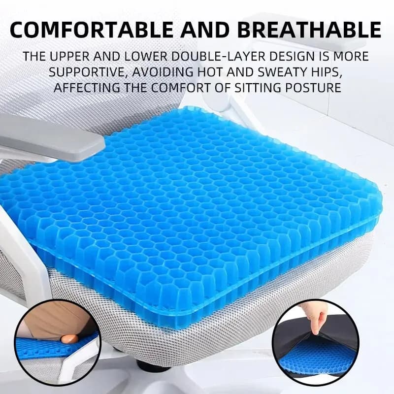 Coussin de siège en Gel, Design d'été respirant en nid d'abeille pour soulager la pression, douleur au coccyx du dos, chaise roulante pour le