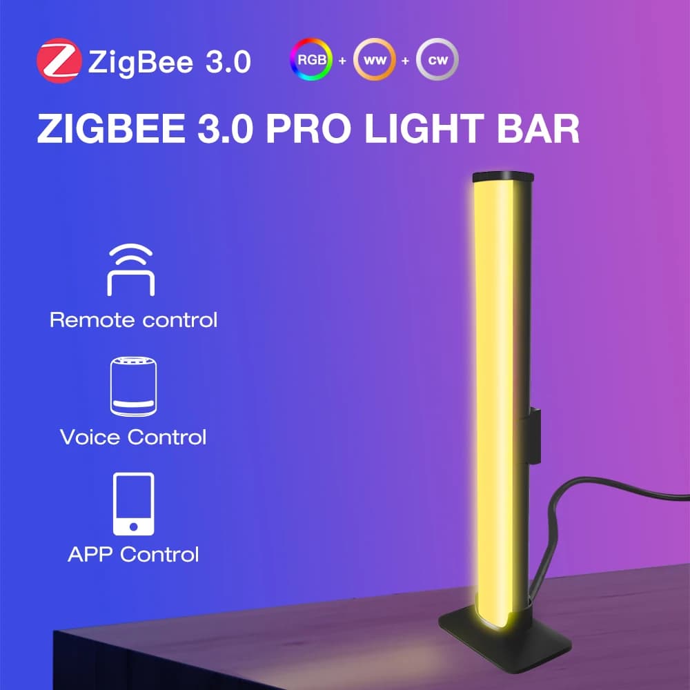Barre de lampe LED USB Zigbee 3.0 RGB + CCT, 5V, RGBCW, lumière variable, application Tuya Smart Life, Alexa Google Assistant, commande vocale