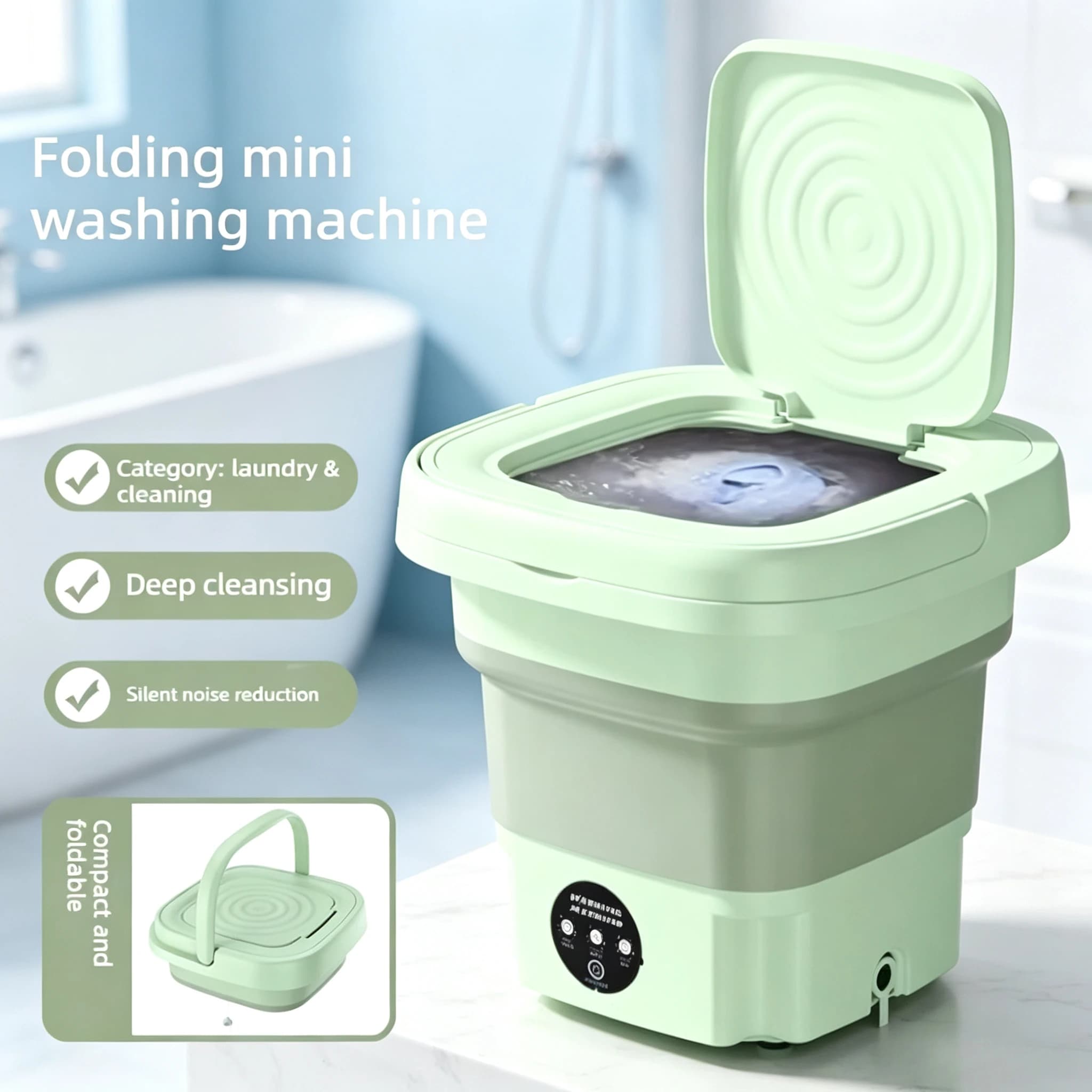 Mini-lave-linge pliable portable pour sous-vêtements, chaussettes, dortoirs d'étudiants, voyage, seau à laver pliable