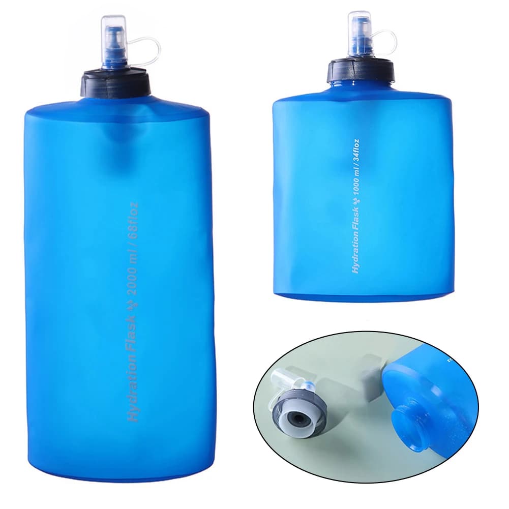 1000/2000ML bouteille d'eau de Sport étanche et Portable sac d'eau de Sport en plein air bouteille d'eau TPE eau douce avec filtre