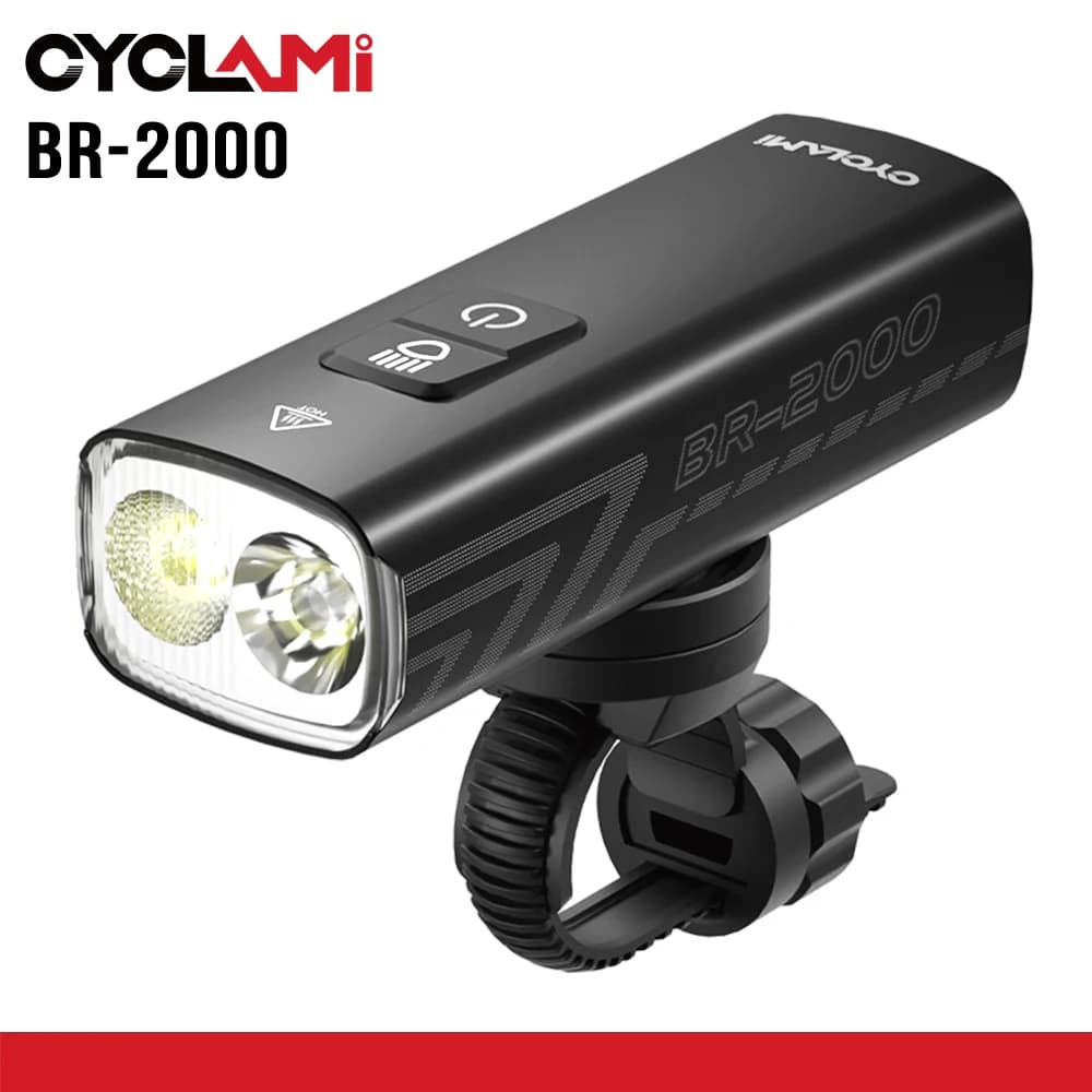 2000 Lumens CYCLAMI vélo phare vélo lampe de poche guidon type-c vtt route point culminant BR2000 avant lampe lumière en alliage d'aluminium, Lampe