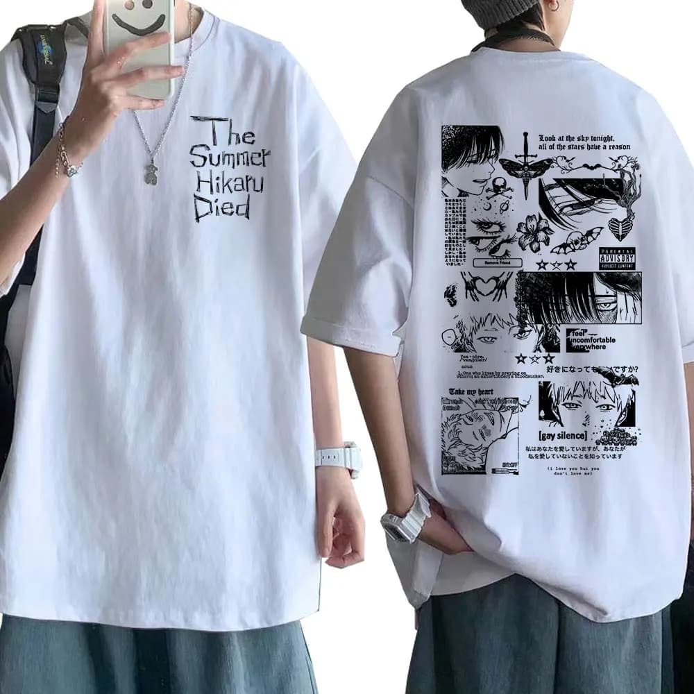 Anime l'été Hikaru Died Hikaru Yoshiki Manga T-shirts à manches courtes hommes femmes mode coton décontracté surdimensionné t-shirt Couple
