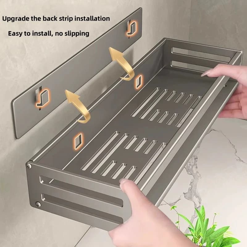 Étagère d'angle de douche sans perçage, étagère de salle de bain en aluminium avec porte-serviettes, porte-shampooing, support de toilette,