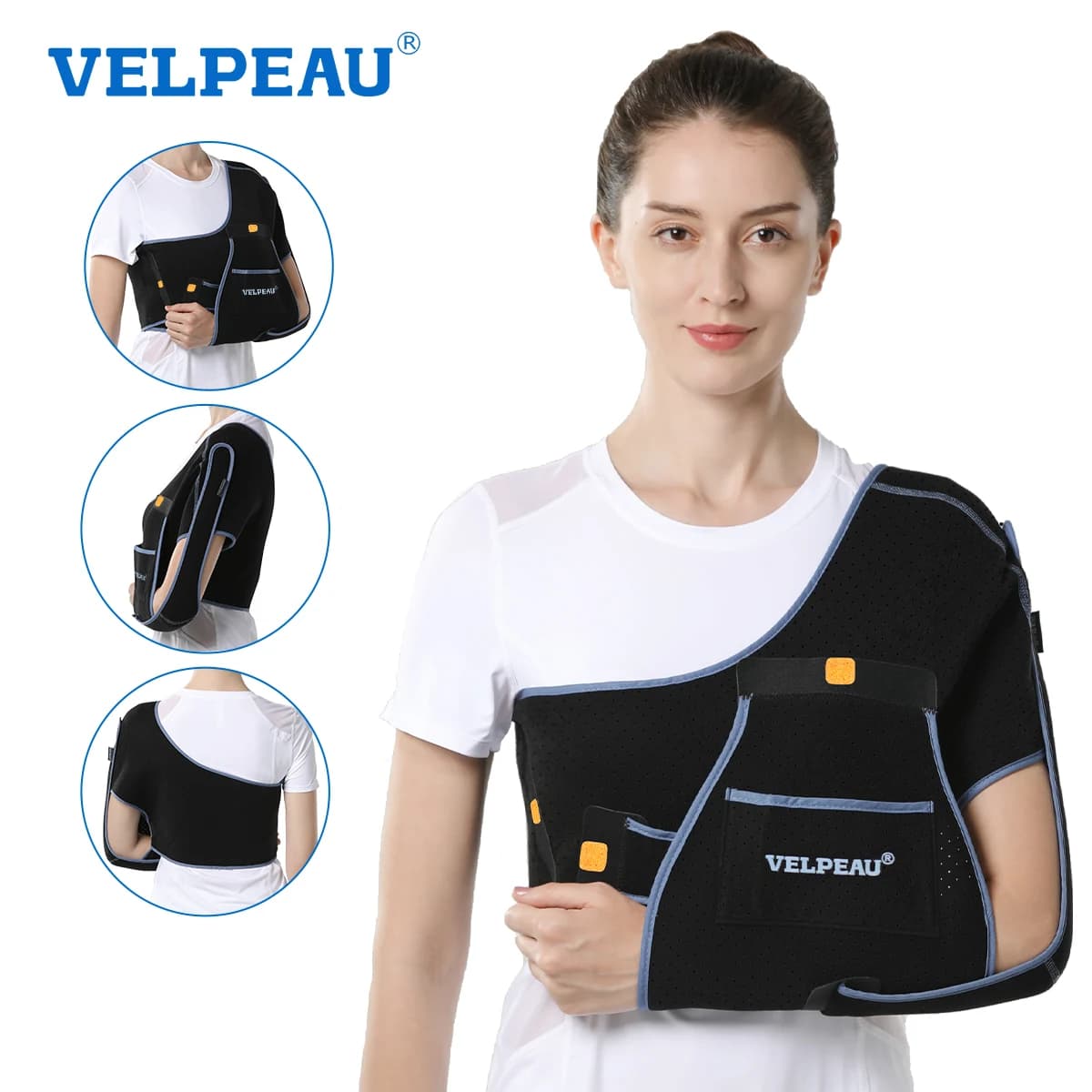 VELPEAU Écharpe d'épaule respirante pour déchirure de manchette de rotateur, fracture et luxation des bras, immobilisateur d'épaule pour dormir