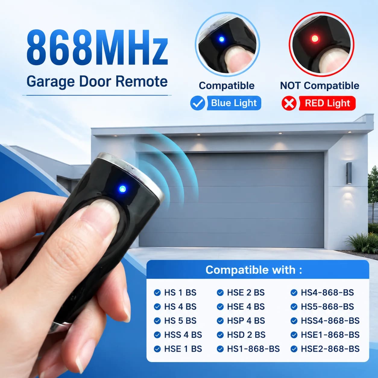 Émetteur portable 868 MHz, clone HSE4-868-BS, compatible avec le télécommande original HSE1 868 BS Bisecur Command HSE2 HS1 HS4 868 BS