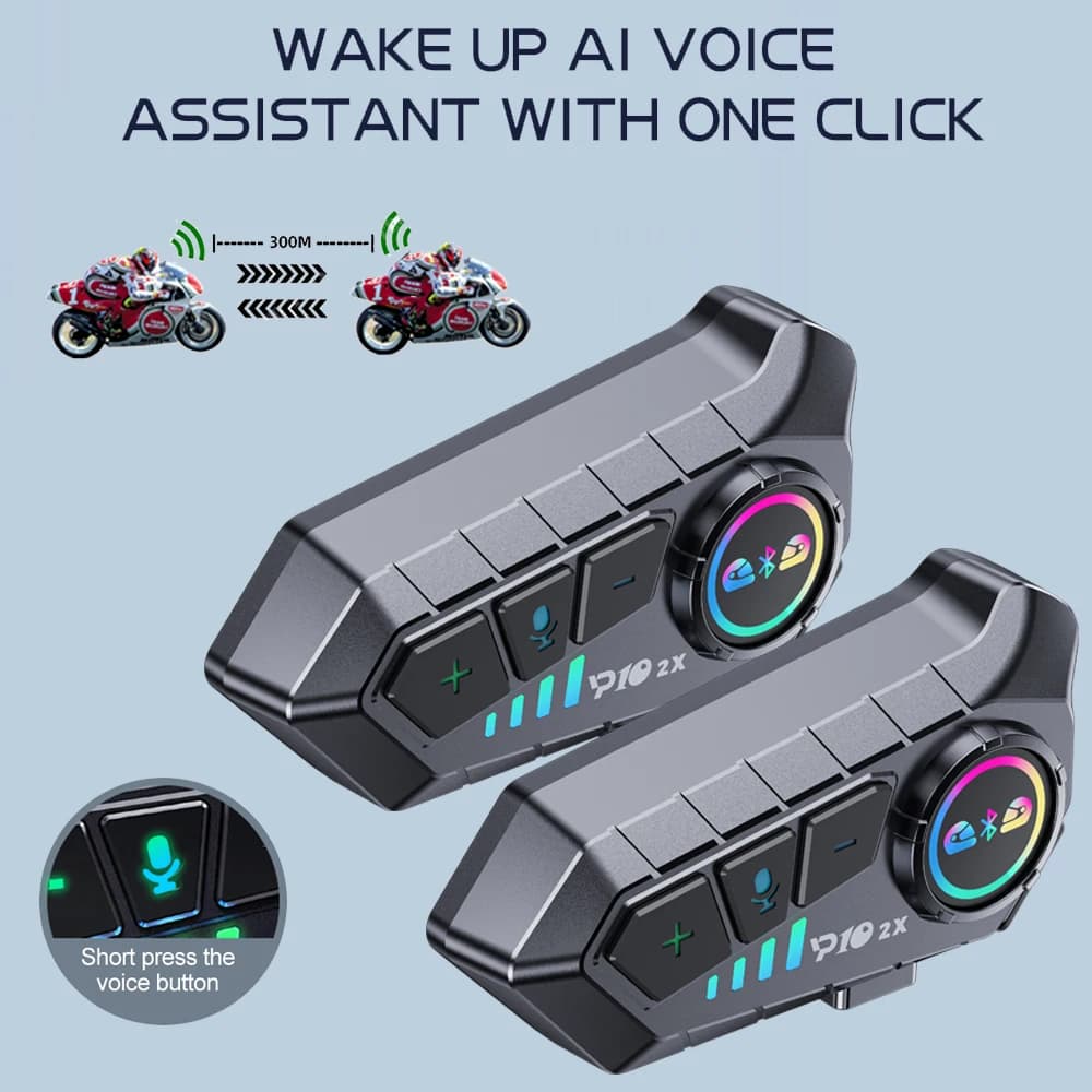 Y10 2x Interphone Moto Bluetooth casque étanche 300m pour 2 coureurs Intercomunicador pour Moto Interphone haut-parleur écouteur