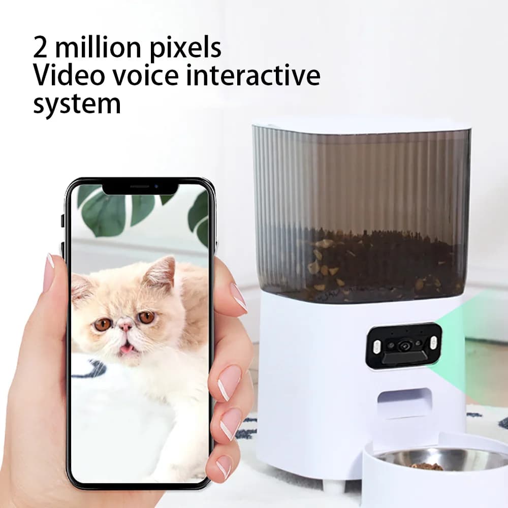 Mangeoire automatique intelligente avec caméra pour animaux de compagnie, double bols, distributeur de nourriture sèche pour chat, enregistreur