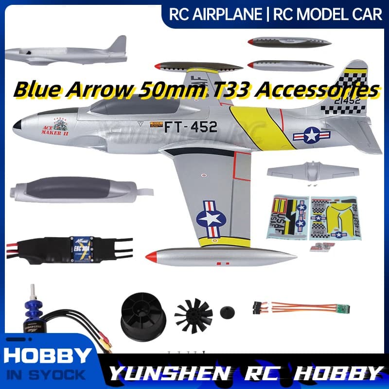 Flèche Bleue Rouge de 50mm, Accessoires d'Avion Rc, Corps, Ailes Principales, Queue Plate, Couvercle de Cockpit, Réglage Électrique