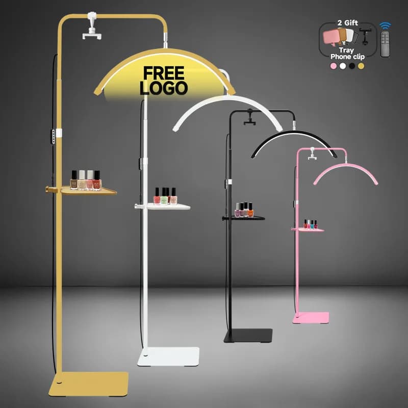 LOGO gratuit 23 pouces oem 45 W nouvelle lumière d'extension de cils LED demi-lune lampe de lit conception luminosité réglable a