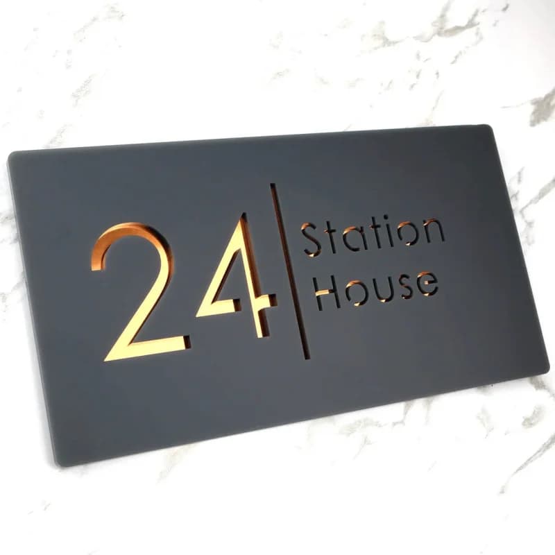 Enseigne personnalisée en acrylique découpée au laser, enseigne de porte flottante 3D style nordique, nom d'adresse de maison moderne pour