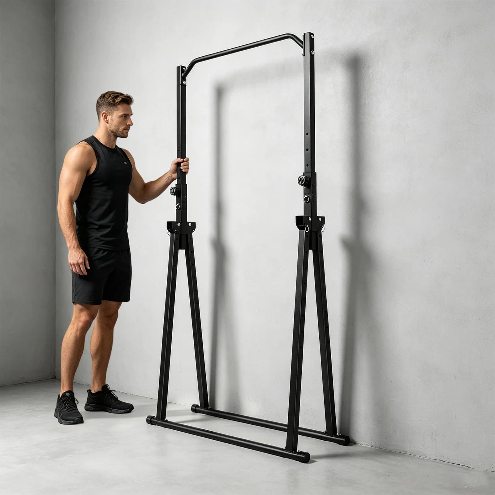 Station de traction triangulaire réglable en hauteur, barre de traction, capacité de 440 lb, acier au carbone, équipement de musculation pour la