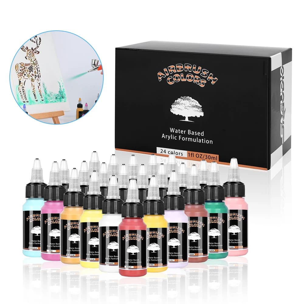 12/24 couleurs ensemble de peinture aérographe à base d'eau 30ml peinture acrylique modèle peinture Spary pour bricolage ongles peinture Air brosse