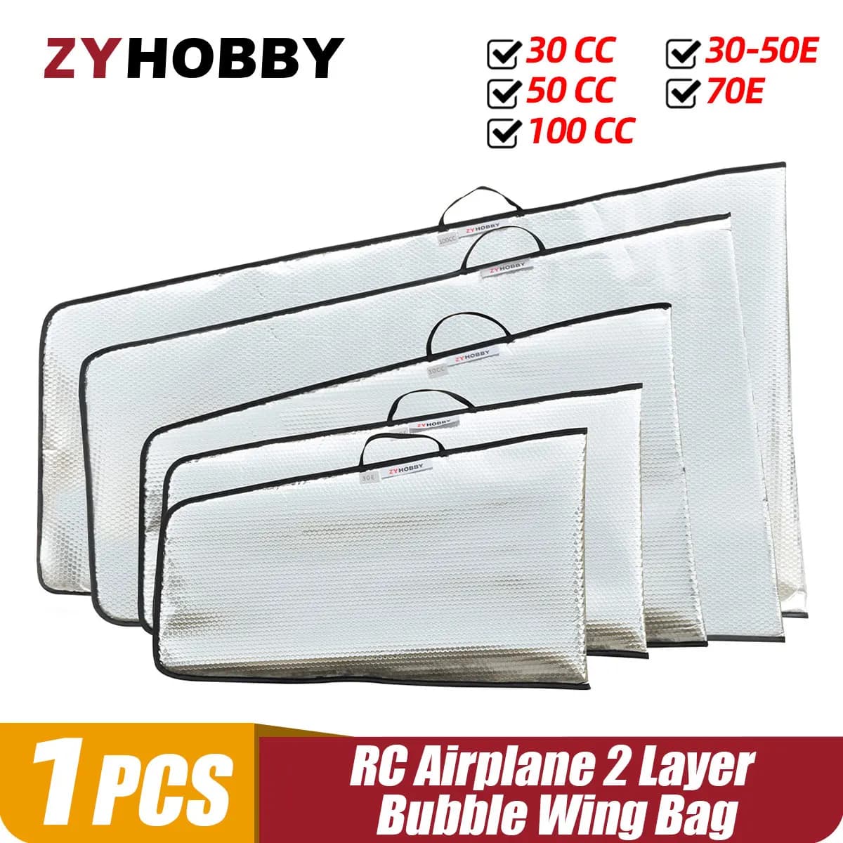 Sac à ailes à bulles à 2 couches, boîtier de protection pour avion RC 30E 70E 30CC 50CC 100CC, 1 pièce