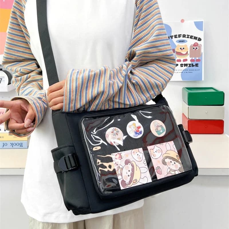 Sac à bandoulière de style collège pour filles, grande capacité, sac Lessman pour livres de classe, sac à bandoulière initié décontracté