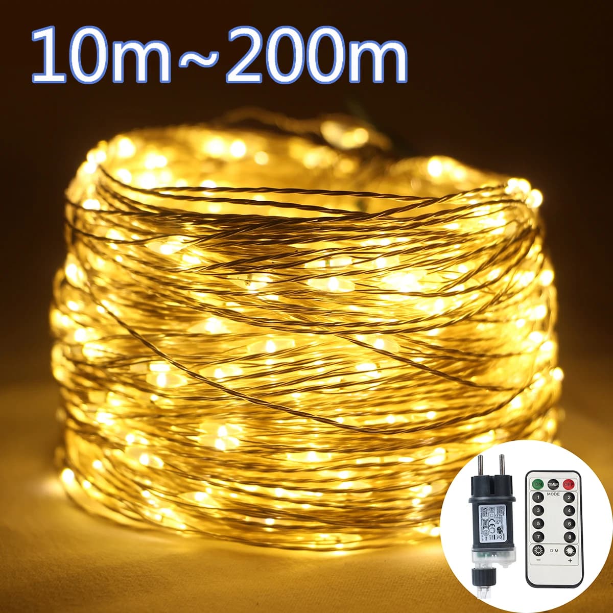 100 M/200 M fil d'argent LED chaîne fée lumières anniversaire arbre de noël lumières guirlande en plein air maison nouvel an fête de mariage