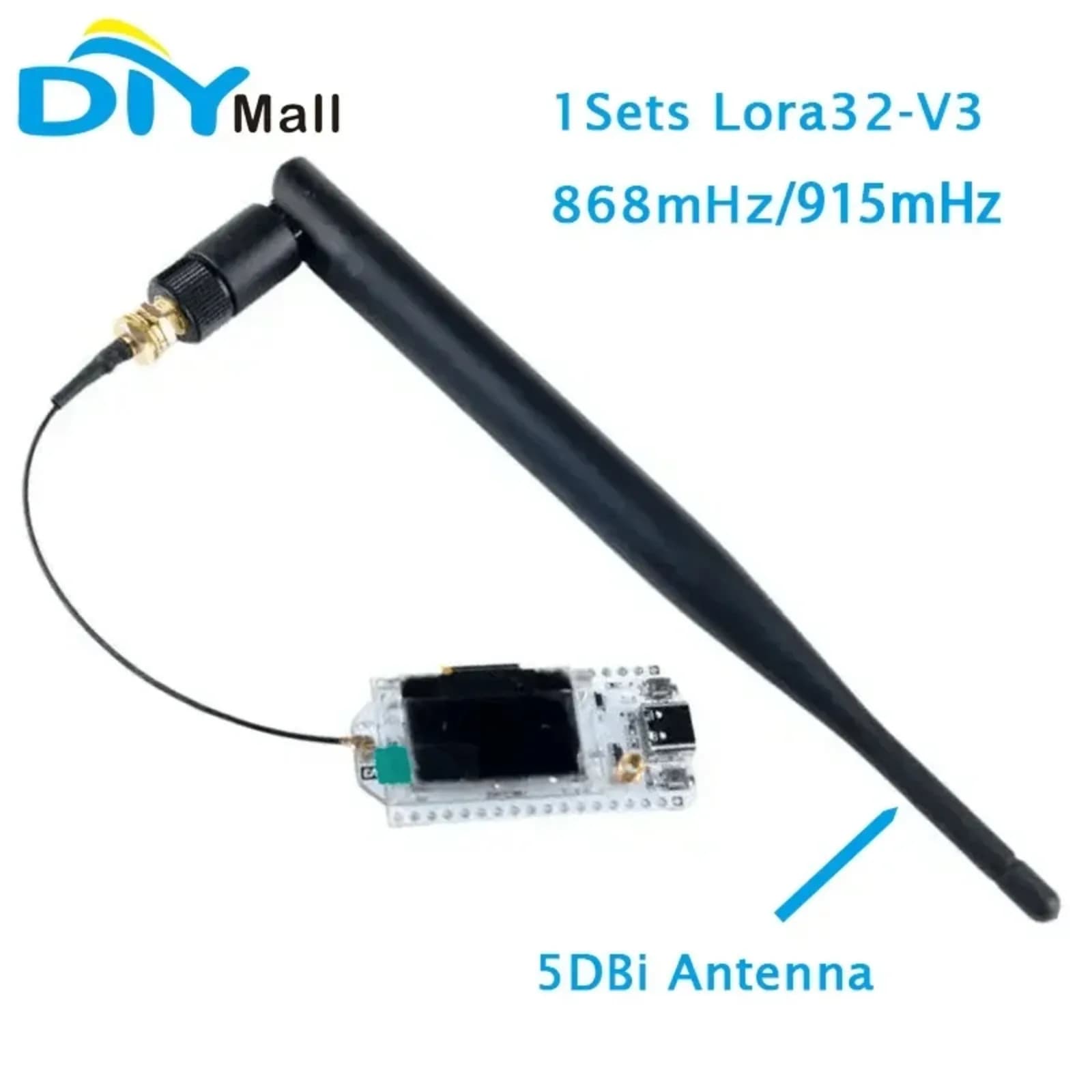1 jeu de carte de développement de nœuds Heltec LoRa32 V3 LoRa 32 SX1262 ESP32-S3 Wifi BLE avec antenne mâle 5DBi SMA pour méshtastique