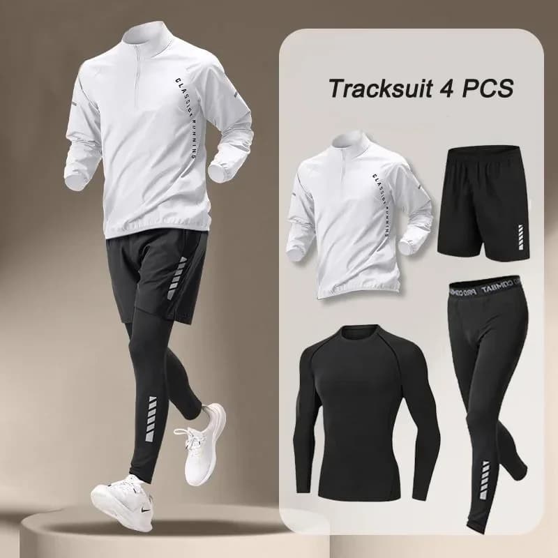Veste à séchage rapide pour hommes, costume 1-4 pièces, ensembles de course, Fitness en plein air, pantalons de Jogging, vêtements