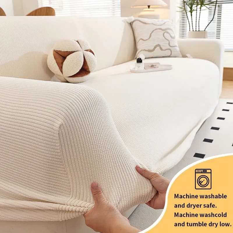 Housse de canapé en velours à grain secoué, classique, à clause droite, en peluche, antidérapante, 1 pièce