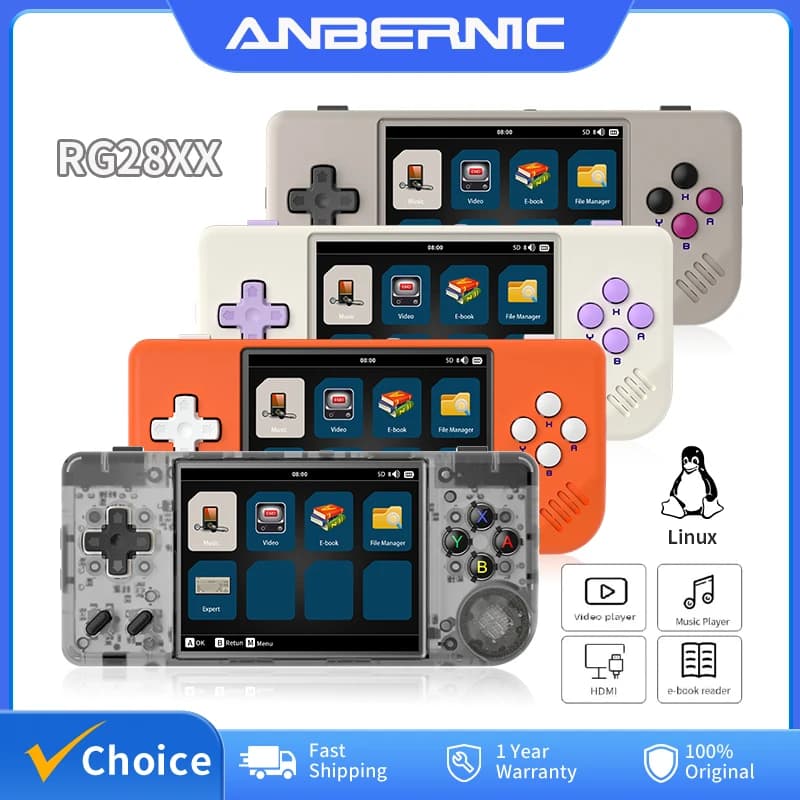 ANBERNIC RG28XX Console de jeu portable 2.83 "écran IPS Linux Console de jeu vidéo rétro batterie 3100 mAh 5000 jeux Support H-DMI