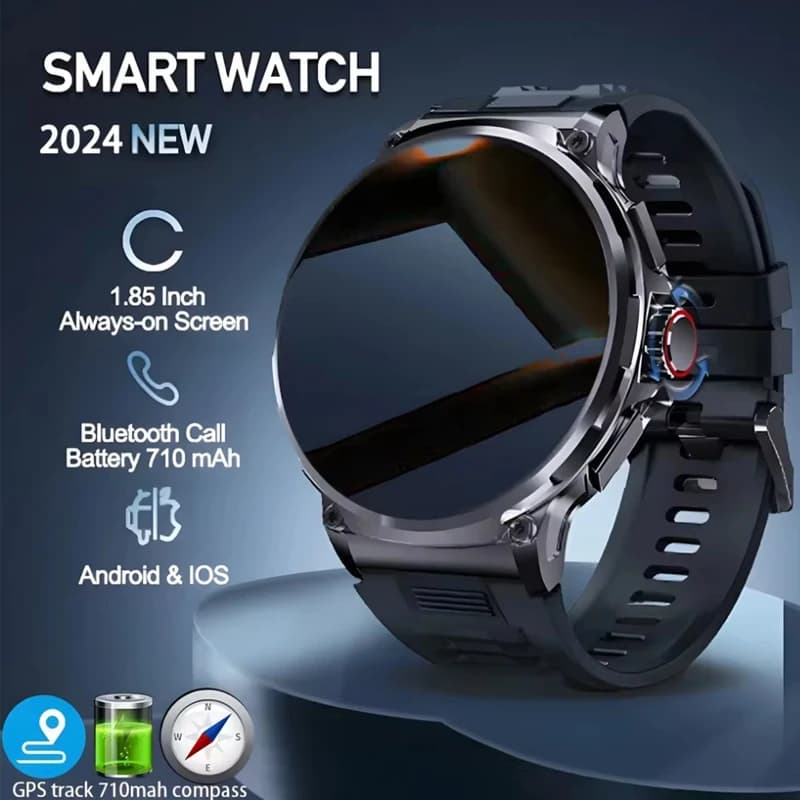 Montre connectée de Sport pour hommes, avec piste GPS, écran AMOLED HD de 2026 pouces, batterie de 710 Mah, appel Bluetooth, pour Android et IOS,