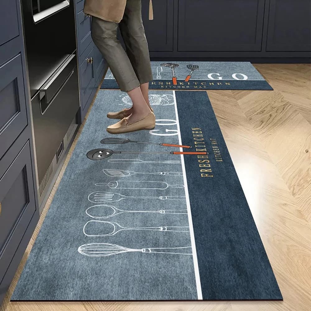 Tapis de cuisine antidérapant, longs, en velours cristal, pour salon, pieds absorbants, chambre à coucher, petits tapis Alfombra