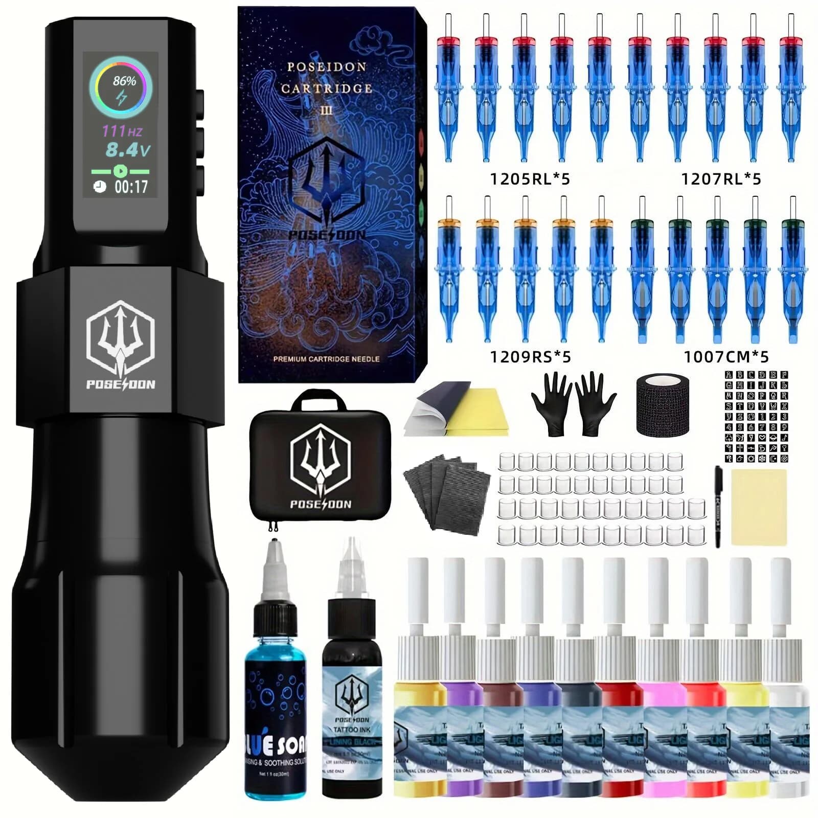 Kit de tatouage ou tatouage Machnie POSEIDON, nouveau Kit de stylo de tatouage Cool pour maquillage Permanent, Kit de Machine à tatouer sans fil, Kit