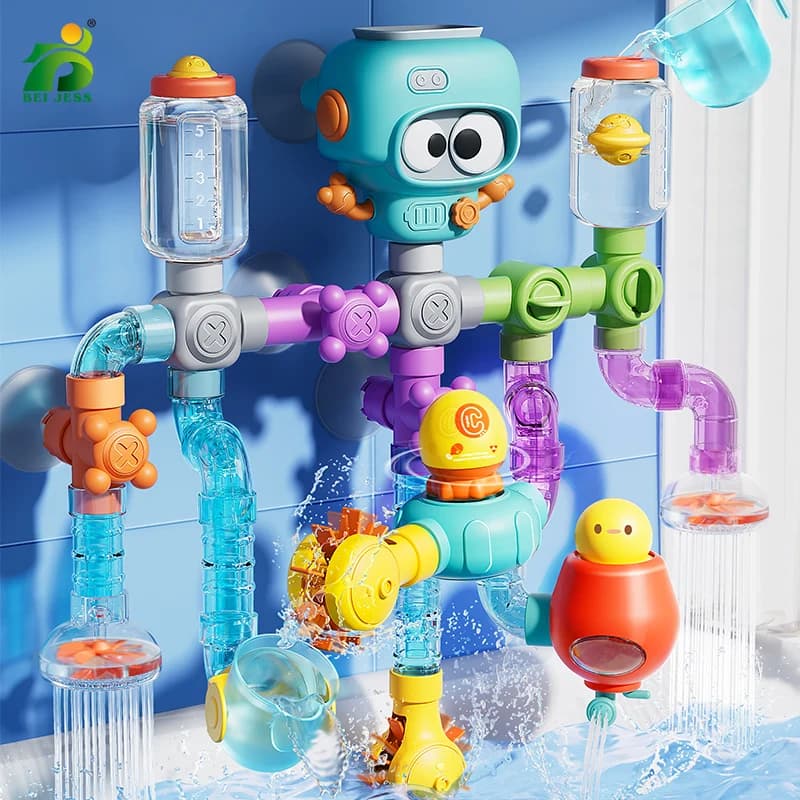 Jouets de bain pour bébé avec ventouses fortes, Tubes Spinner, ensemble de jeu d'eau, piscine de douche pour enfants en bas âge, cadeaux pour