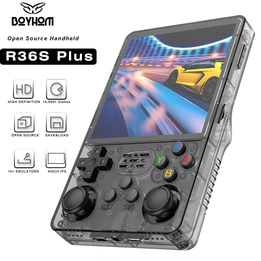 BOYHOM R36S Plus Console de jeu Portable rétro système Linux 64 bits 4 "IPS grand écran RK3326 lecteur vidéo de poche Portable R36PLUS