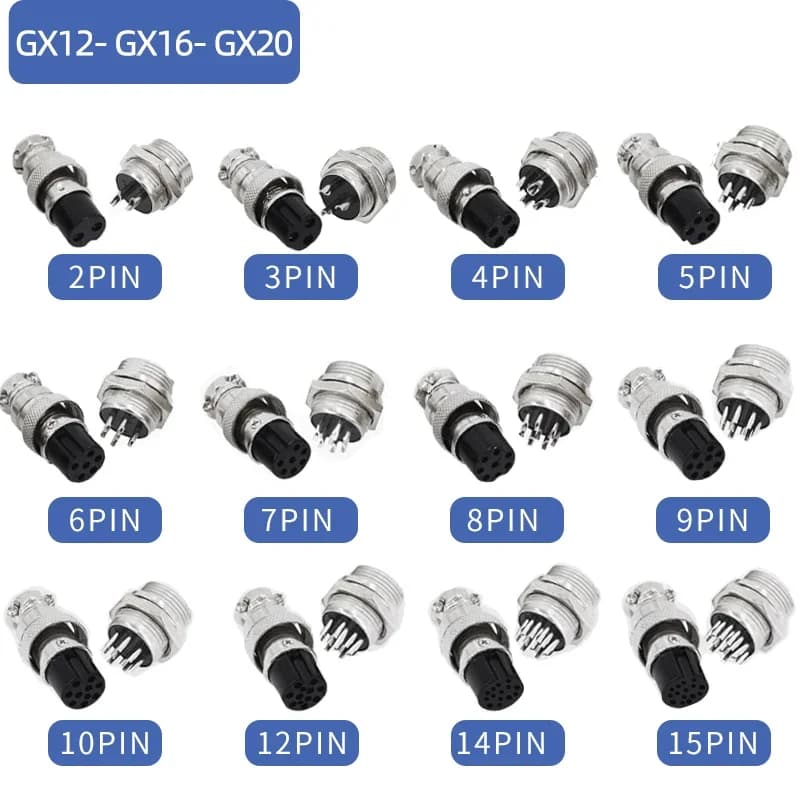 5/10/20 jeux GX12 GX16 GX20 2 3 4 5 6 7 8 9 10 12 14 15 broches mâle et femelle, prise d'aviation pour aviateur, connecteur circulaire