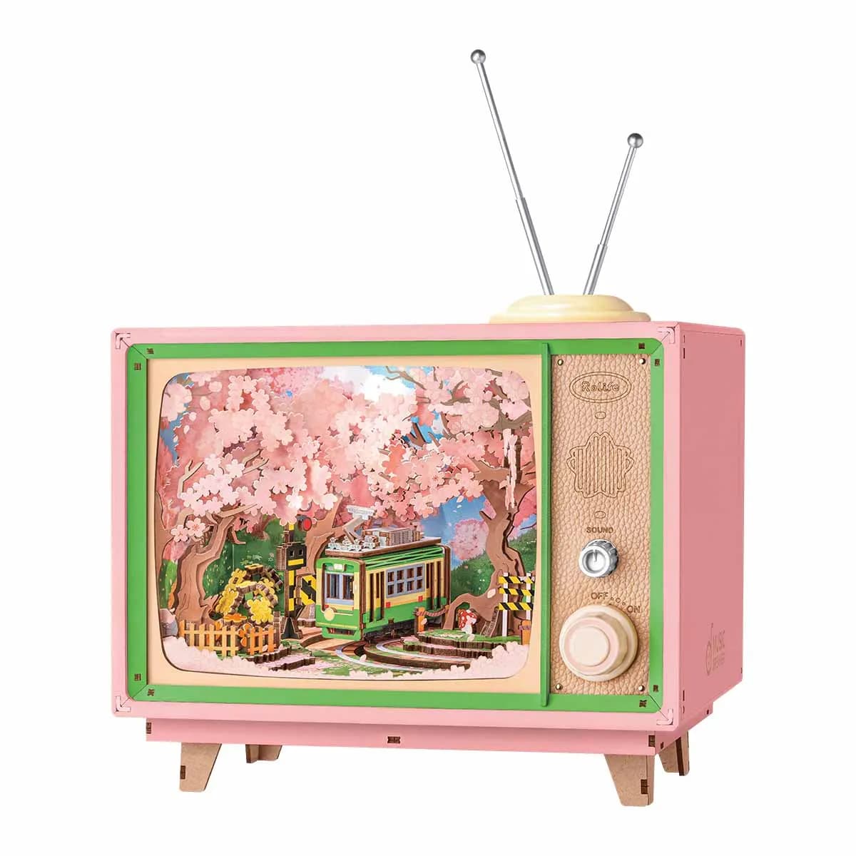 Robotime Rolife Sakura Dreamy Tour bricolage boîte à musique 3D Puzzle en bois avec lumières Sakura Design Unique décor à la maison cadeau pour
