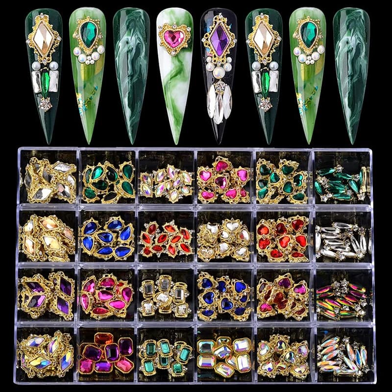 Ensemble de décorations de pierres précieuses en strass pour Nail Art, bijoux de luxe, breloques pour ongles, verre de cristal, accessoires en