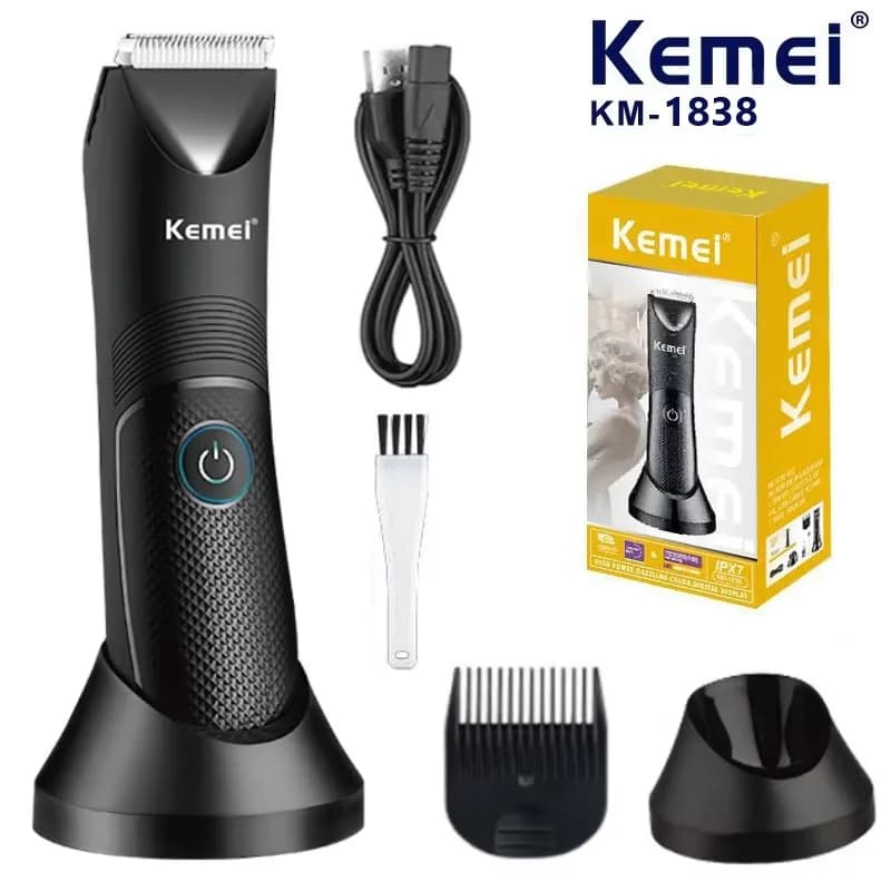Kemei KM-1838 zone d'aine tondeuse à cheveux tondeuse à gazon lame en céramique imperméable humide sec tondeuses pubien aisselles corps cheveux