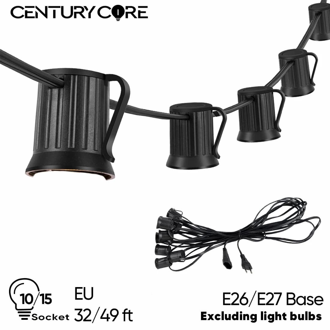 E27 brin lumineux E26 câble de lumière extérieure chaîne fil lumineux 220V prise ue mariage Stringer prises pour Patio décoration lumière