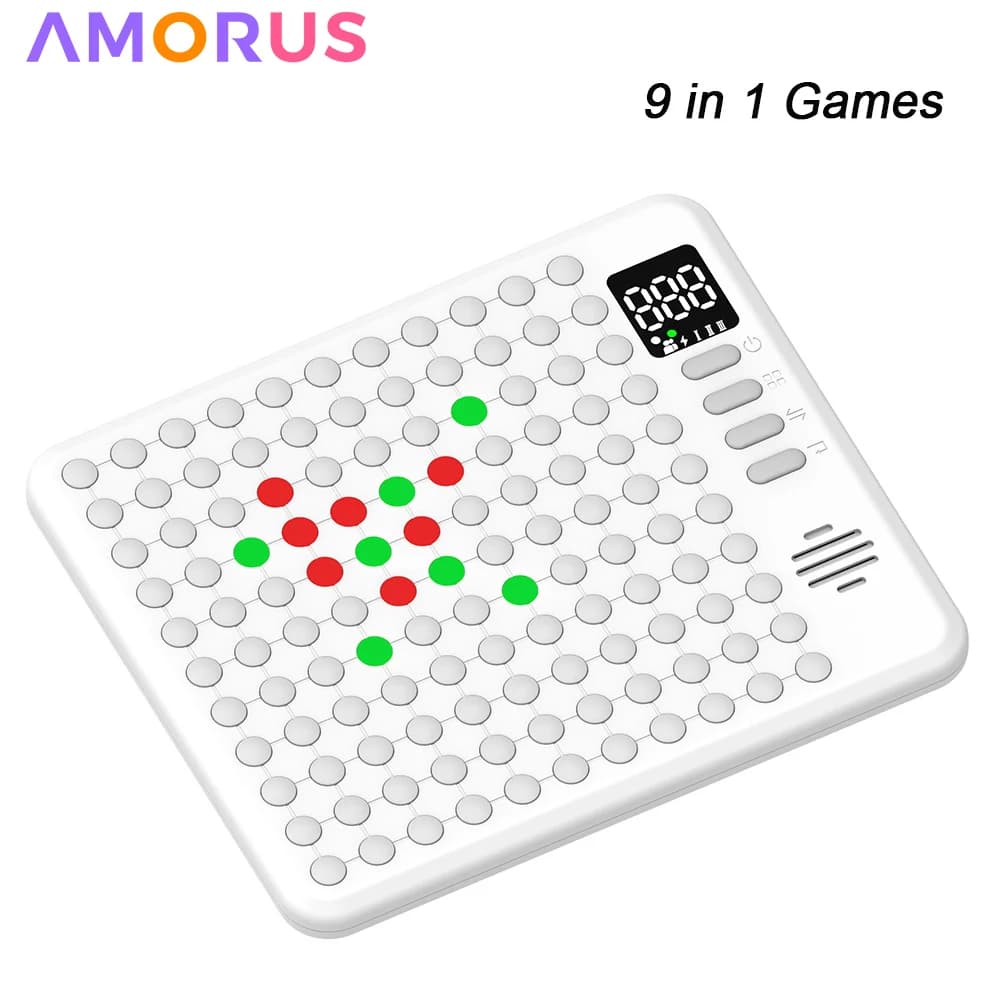 Jeu de société intelligent multifonction 9 en 1, Backgammon d'échecs électronique, Go, Tic-Tac-Toe, Whack-a-Mole Combe pour enfants, table