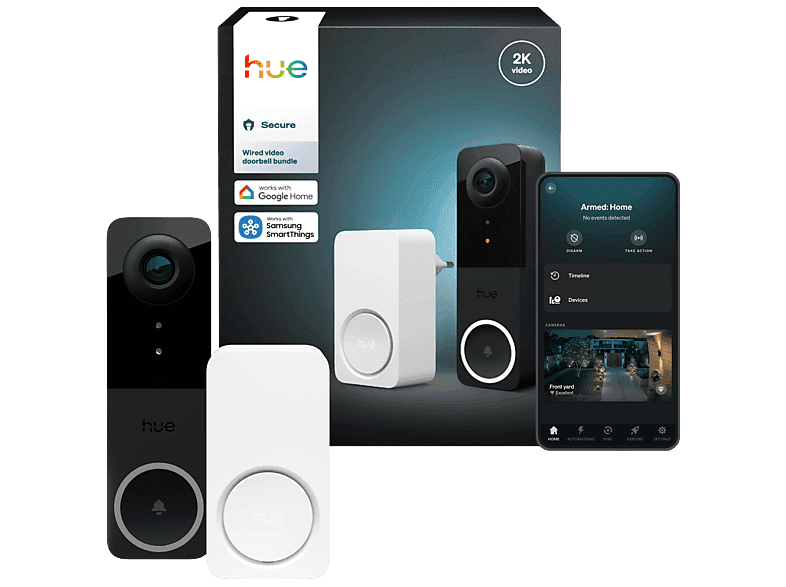 Hue Secure Bedrade Videodeurbelbundel 2k-video En Tweerichtingsaudio Dag- Nachtvisie Vereist Een 12-24 Vac - Min 10 Va Transfo Slimme Deurbel