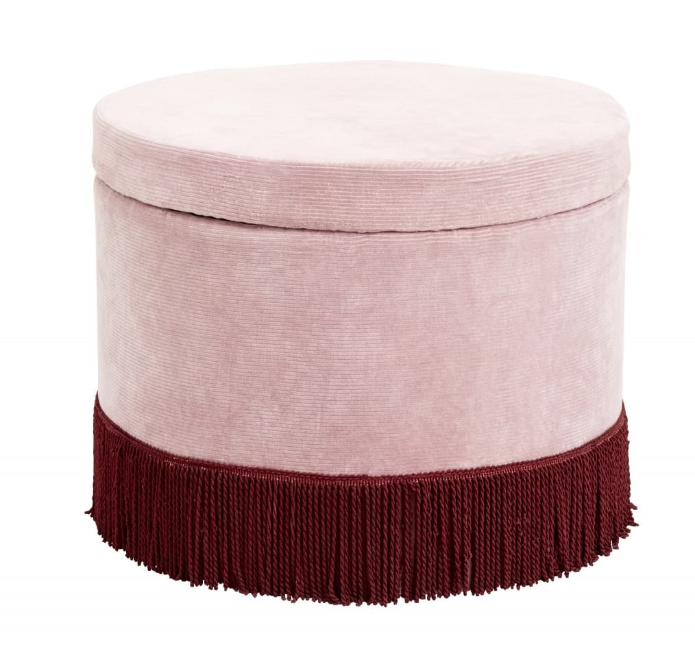 Nordal Corduroy poef met deksel - roze/burghundy