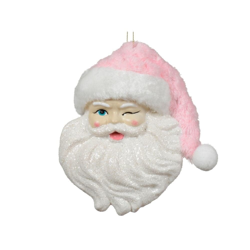 Kersthanger knipogende kerstman | roze