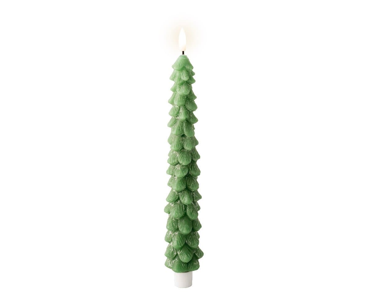 LED kerstboom kaars | wax | groen/warm wit |ø4,5x29cm