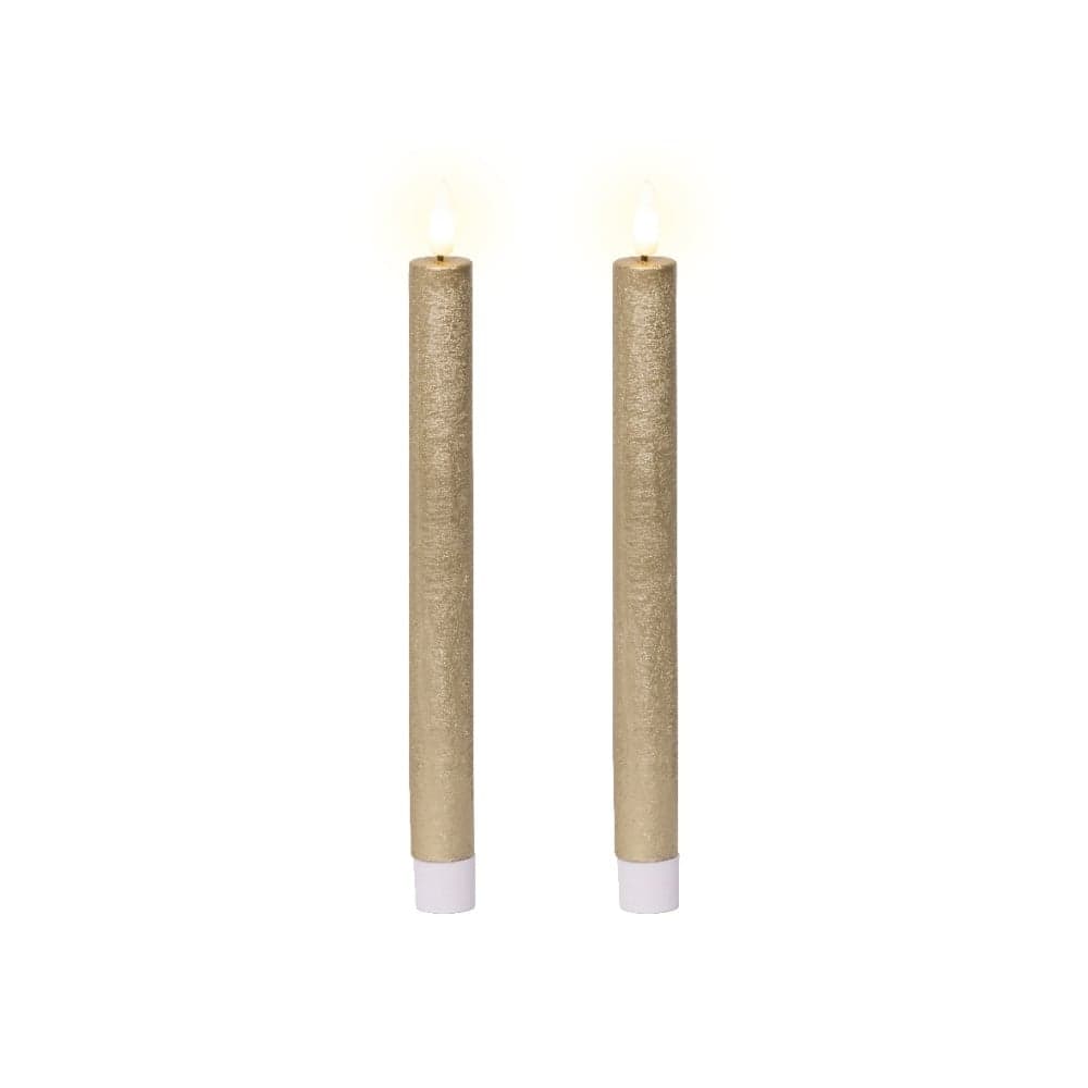 LED dinerkaarsen set van 2 | wax | goud/warm wit | 24,5cm