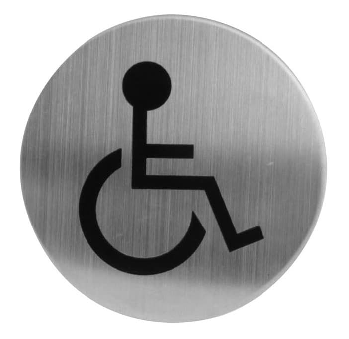 Intersteel Pictogram toilet mindervalide zelfklevend rond rvs geborsteld - Ø76mm