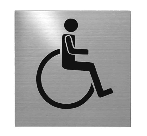 RVS Pictogram rolstoel zelfklevend vierkant - 75x75x2mm