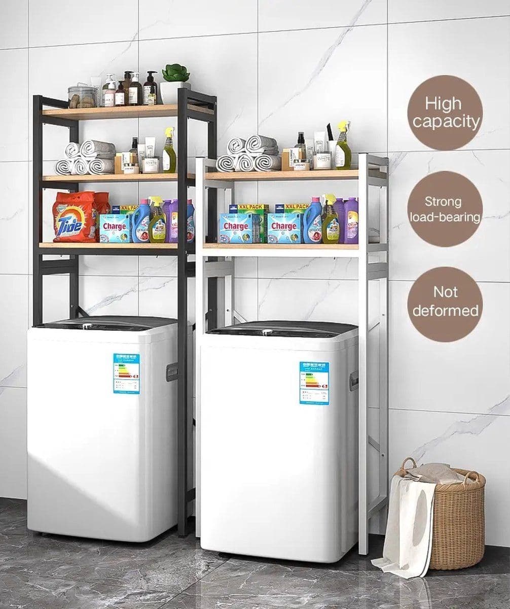 Wasmachine Rek - 3-laags - Robuust - Vochtbestendig - 69 x 34 x 180 cm